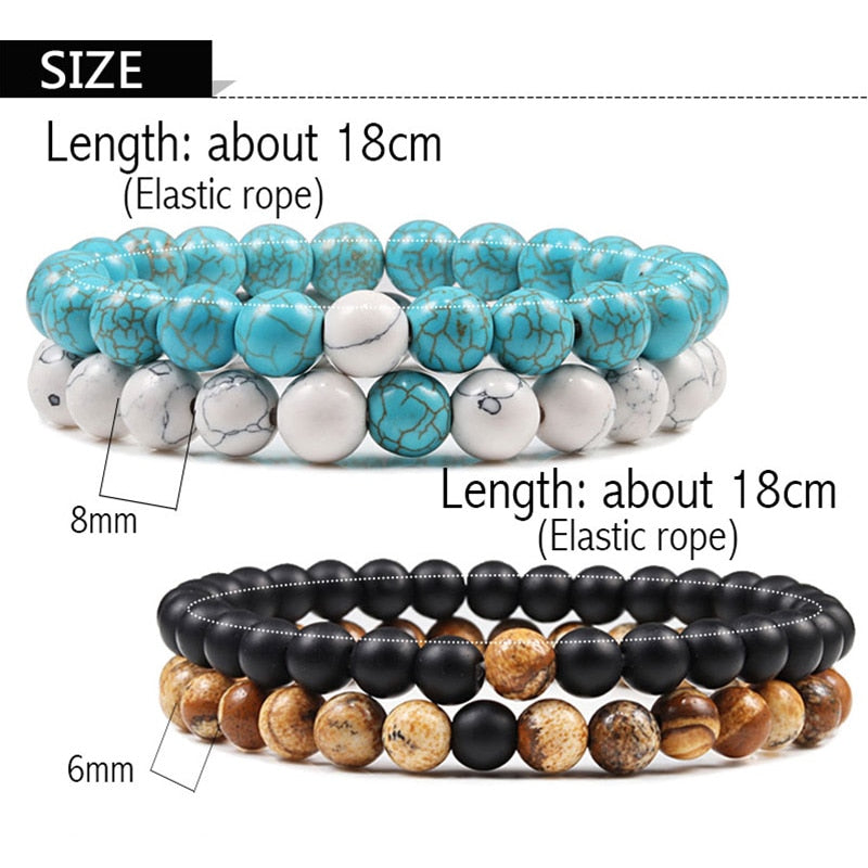 Beaded Bracelet sets for Men and Women Elastic Rope Jewelry