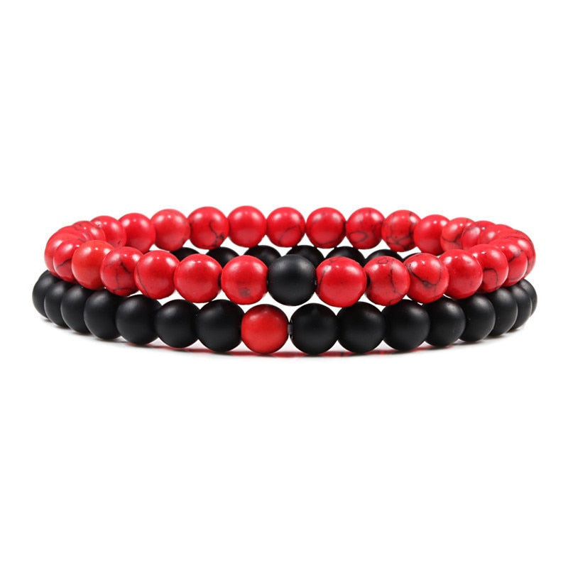 Beaded Bracelet sets for Men and Women Elastic Rope Jewelry