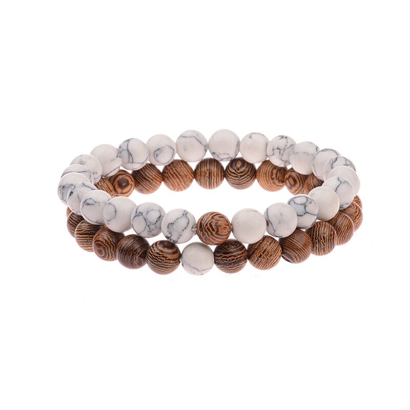 Natural Wood And Stone  Beaded Bracelets And Sets