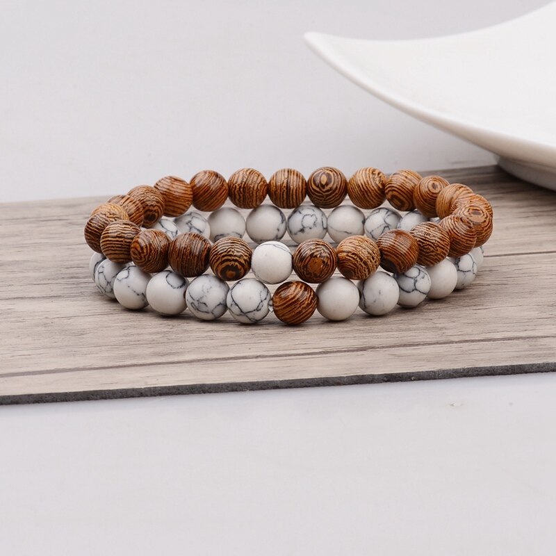 Natural Wood And Stone  Beaded Bracelets And Sets