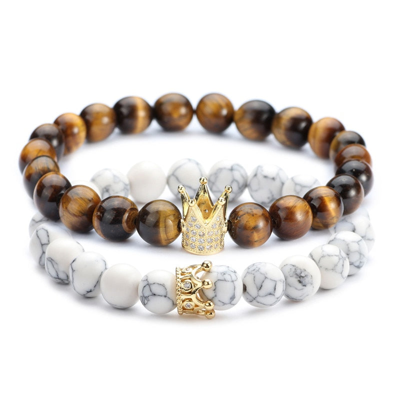 Natural Stone Beaded Bracelet couple sets