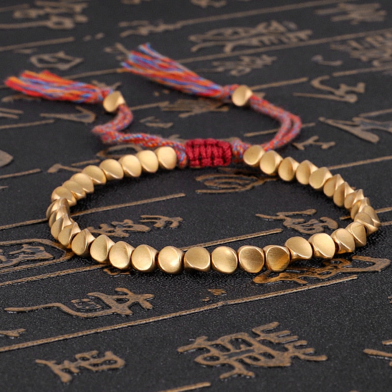 Handmade Tibetan Buddhist Bracelets  Hand Braided On Copper Beads