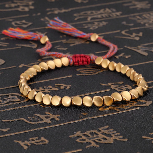 Handmade Tibetan Buddhist Bracelets  Hand Braided On Copper Beads