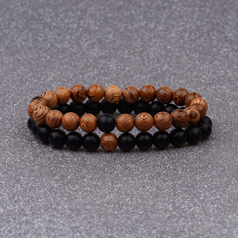 Natural Wood And Stone  Beaded Bracelets And Sets